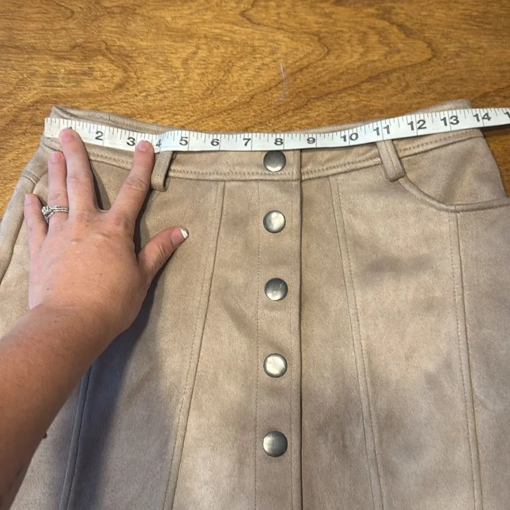 Zara TRF Suede Mini Skirt with Button Detail